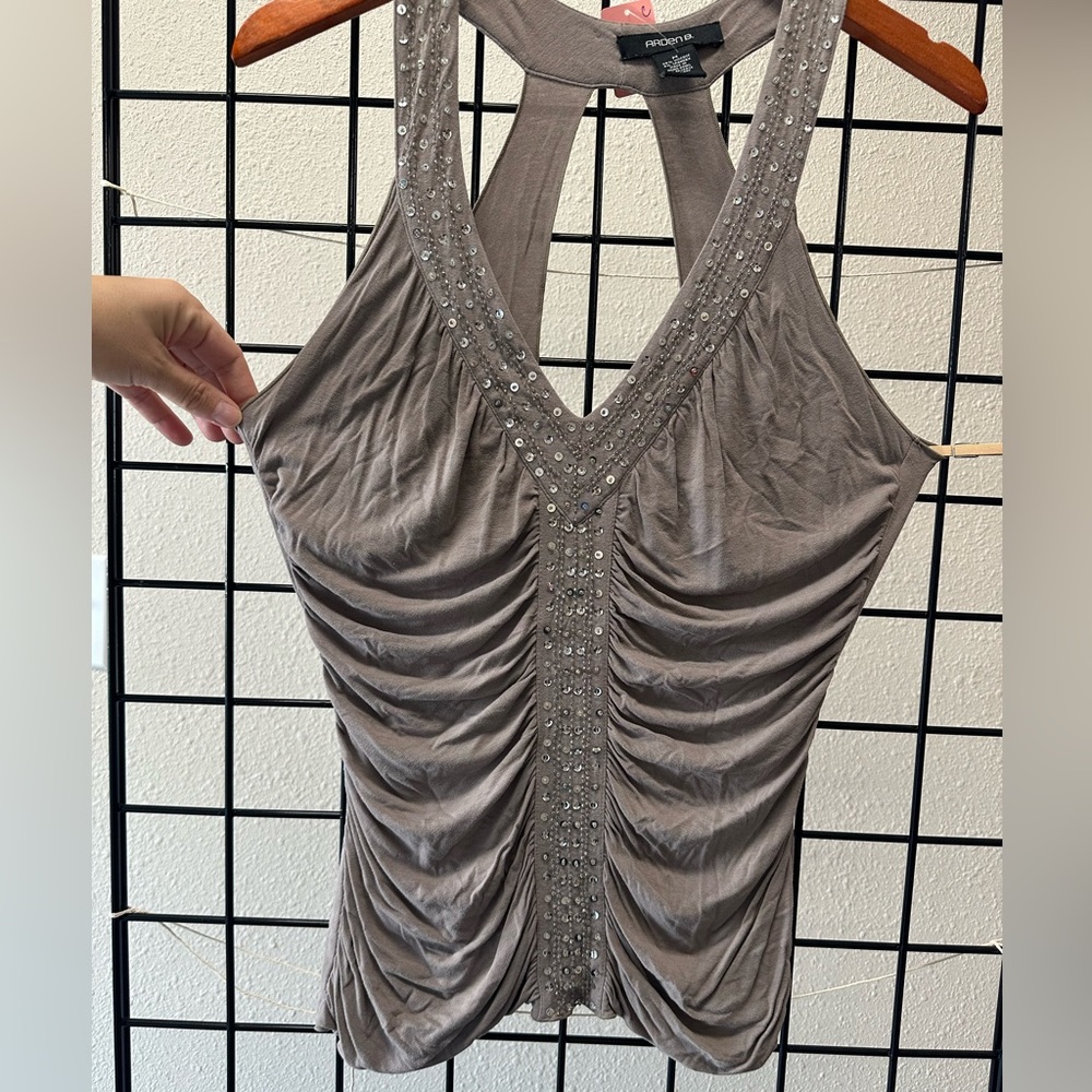 Arden B Dressy Sequin Plunge Top